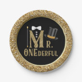 ボーイズ氏ONEderfulファースト誕生日紙プレート ペーパープレート (正面)