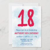 ボーイズ水彩キッズブルー18誕生日 招待状 (正面)