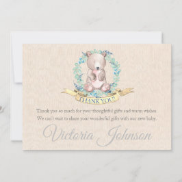 ボーイズ水彩フローラベビーベビーベイビーシャワー サンキューカード