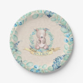 ボーイズ水彩フローラベビーベビーベイビーシャワー ペーパープレート (正面)