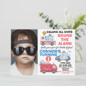 ボーイズ水彩写真輸送1st誕生日 招待状 (スタンド正面)