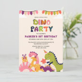 ボーイズ水彩恐竜1st誕生日 招待状 (スタンド正面)
