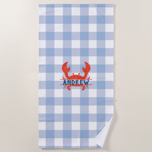 ボーイズ水色カニ ビーチタオル (正面)