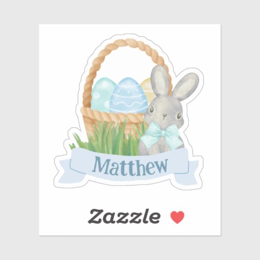 ボーイズ水色ブルーイースターバスケット シール (シート)