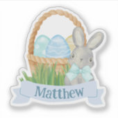 ボーイズ水色ブルーイースターバスケット シール (正面)