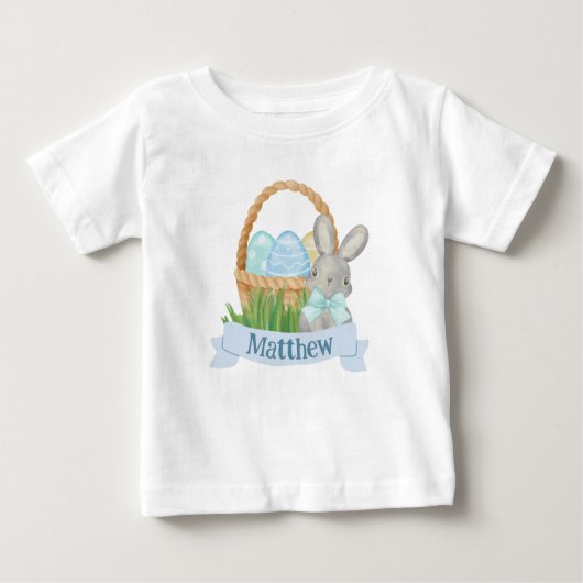 ボーイズ水色ブルーイースターバスケット ベビーTシャツ (正面)