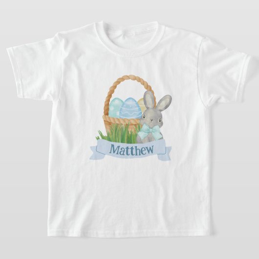 ボーイズ水色ブルーイースターバスケット Tシャツ (レイダウン)