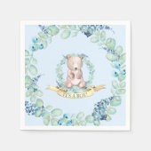 ボーイズ水色ブルーテディベア赤ちゃんシャワー スタンダードカクテルナプキン (正面)