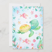 ボーイズ海タートルワンダーザ海の最初の誕生日 招待状 (裏面)