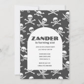 ボーイズ海賊スカル誕生会 招待状 (正面)