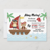 ボーイズ海賊ベアバースデーパーティー 招待状 (正面)