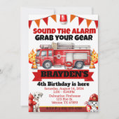 ボーイズ消防車の誕生日パーティー 招待状 (正面)