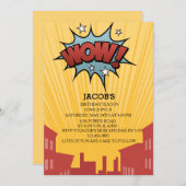 ボーイズ漫画ブック誕生日招待状。 招待状 (正面/裏面)