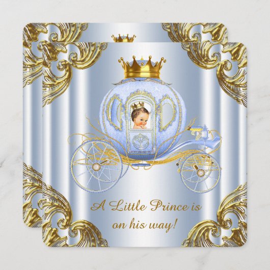 ボーイズ王室のプリンス王子ベビーシャワー 招待状 (正面/裏面)