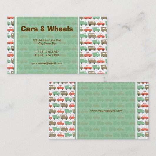 ボーイズ玩具おもしろいレトロパステルキュートカートラックバス 名刺 (正面/裏面)