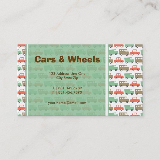 ボーイズ玩具おもしろいレトロパステルキュートカートラックバス 名刺 (正面)