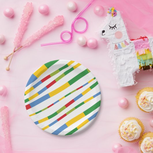 ボーイズ玩具子供の誕生日パーティーカラフルおもしろいストライプ ペーパープレート (パーティー)