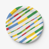 ボーイズ玩具子供の誕生日パーティーカラフルおもしろいストライプ ペーパープレート (正面)