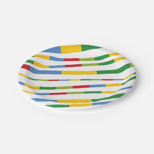 ボーイズ玩具子供の誕生日パーティーカラフルおもしろいストライプ ペーパープレート (アングル)