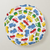 ボーイズ玩具車バストレイン誕生日写真シール ラウンドクッション (裏面)