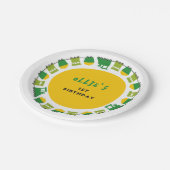 ボーイズ玩具輸送グリーントレインキッド誕生日パーティー ペーパープレート (アングル)