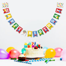 ボーイズ玩具輸送写真&ハッピーバースデーバナー