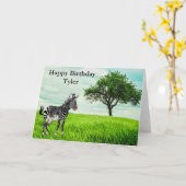 ボーイズ用ゼブラ誕生日カード カード (黄色い花)