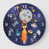 ボーイズ用ブラストオフロッケットウォールクロック ラージ壁時計 (正面)