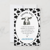 ボーイズ白黒牛プリント誕生日サンキューカード サンキューカード (正面)