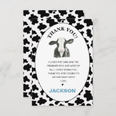 ボーイズ白黒牛プリント誕生日サンキューカード サンキューカード (正面/裏面)