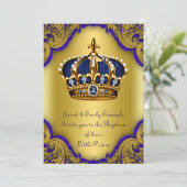 ボーイズ皇太子バプテスマ王室のブルーと金ゴールド 招待状 (スタンド正面)