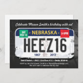 ボーイズ第16誕生日ネブラスカ招待状 招待状 (正面/裏面)