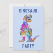 ボーイズ第8誕生日恐竜Tレックス轟音パーティーブルー 招待状 (正面)