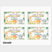 ボーイズ紅葉ワイルドワンサファリアニマルズ誕生日 長方形シール (シート)