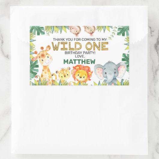 ボーイズ紅葉ワイルドワンサファリアニマルズ誕生日 長方形シール (バッグ)