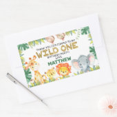 ボーイズ紅葉ワイルドワンサファリアニマルズ誕生日 長方形シール (封筒)