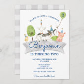 ボーイズ納屋周囲の庭ファースト誕生日招待状 招待状 (正面/裏面)