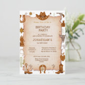 ボーイズ素朴ウエスタン1歳の誕生日パーティー 招待状 (スタンド正面)