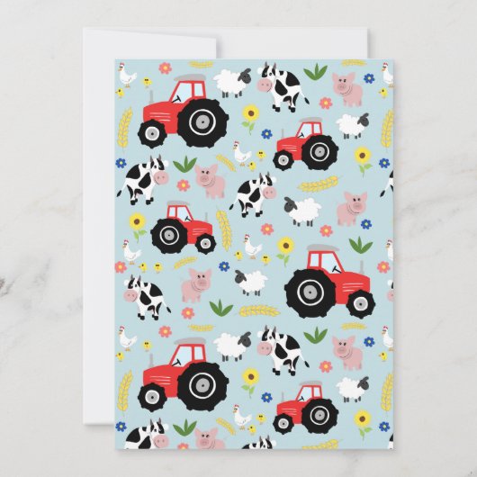 ボーイズ素朴ファームトラクター仮想ベビーシャワー 招待状 (裏面)