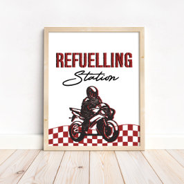 ボーイズ給油ステーションサインダートバイク誕生日 ポスター