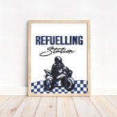 ボーイズ給油ステーションサインダートバイク誕生日 ポスター