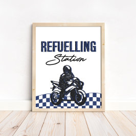 ボーイズ給油ステーションサインダートバイク誕生日 ポスター