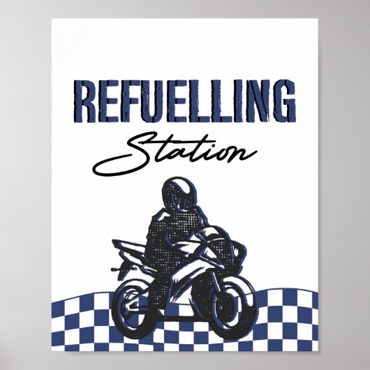 ボーイズ給油ステーションサインダートバイク誕生日 ポスター (正面)