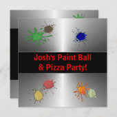 ボーイズ絵を描ボールパーティー 招待状 (正面/裏面)