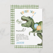 ボーイズ緑の轟音の恐竜誕生日サンキューカード サンキューカード (正面/裏面)