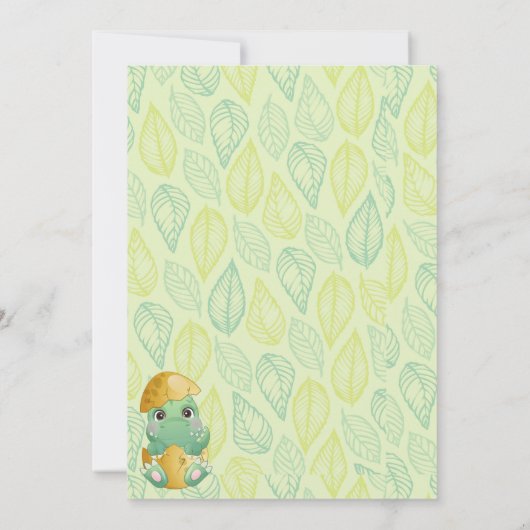 ボーイズ緑恐竜の卵ベビーシャワー招待状 招待状 (裏面)