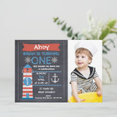 ボーイズ航海のライトハウスフォト誕生日招待状 招待状 (スタンド正面)