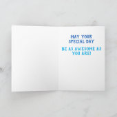 ボーイズ誕生日かわいいブルーロボットカラフル紙吹雪 カード (内部)