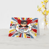 ボーイズ誕生日キすごいッドレッドアンドブルー漫画ブック カード (黄色い花)