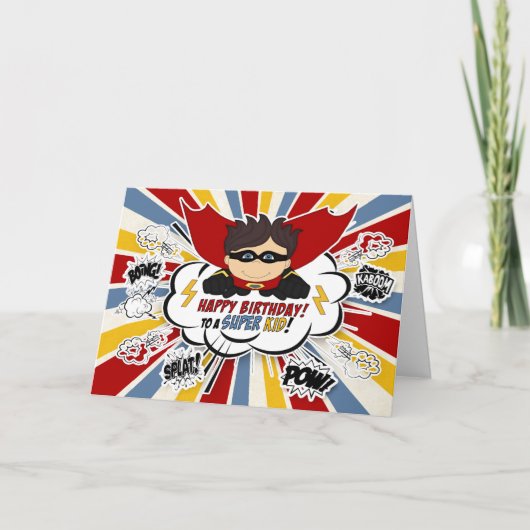 ボーイズ誕生日キすごいッドレッドアンドブルー漫画ブック カード (正面)